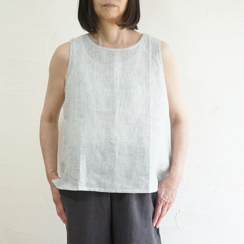 Branch m‘.,ブランチエム,ナチュラル,30代,40代,50代,60代,リネン,ゆったり,タンクトップ,ノースリーブ,ストラップ,リネンタンクトップ 
