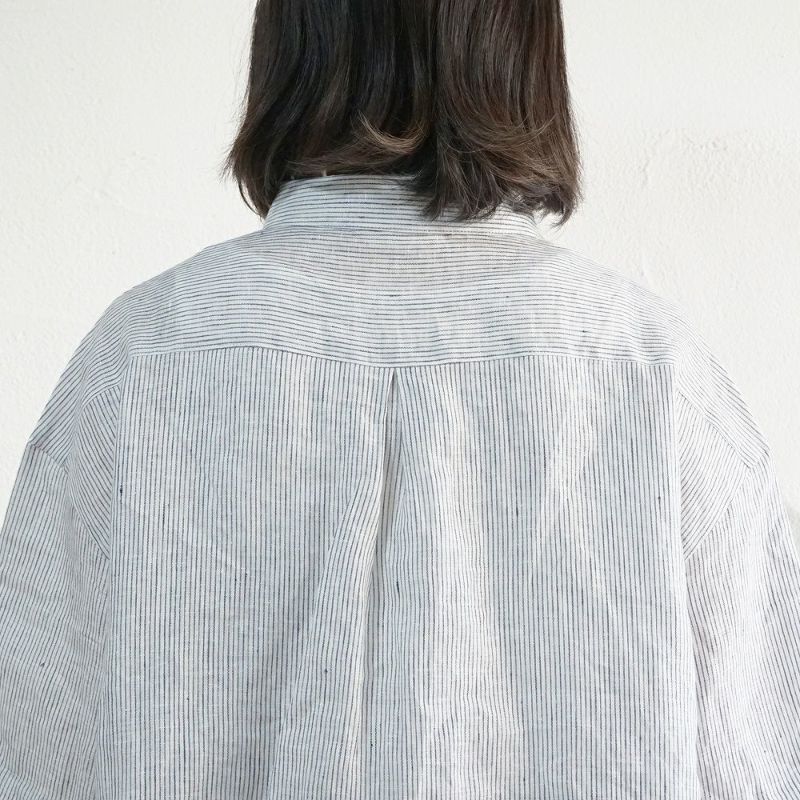 Branch m‘.,ブランチエム,ナチュラル,30代,40代,50代,60代,リネン,ゆったり,シャツ,ブラウス,リネンシャツ,リネンブラウス,ストライプ,ストライプシャツ,ストラップブラウス,ビッグシャツ,オーバーサイズ,5分袖
