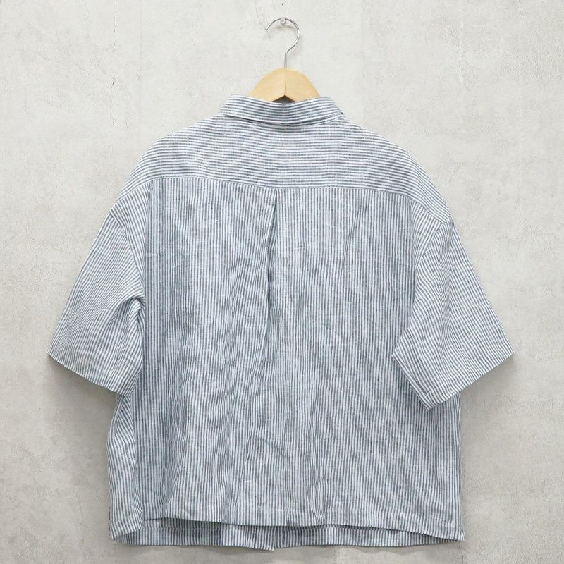 Branch m‘.,ブランチエム,ナチュラル,30代,40代,50代,60代,リネン,ゆったり,シャツ,ブラウス,リネンシャツ,リネンブラウス,ストライプ,ストライプシャツ,ストラップブラウス,ビッグシャツ,オーバーサイズ,5分袖
