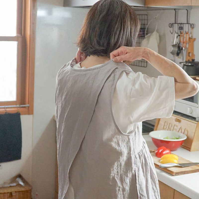 Branch m‘.,ブランチエム,ナチュラル,30代,40代,50代,60代,リネン,ゆったり,エプロン,リネンエプロン,ワンピースエプロン,エプロンワンピース,