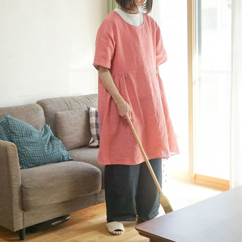Branch m‘.,ブランチエム,ナチュラル,30代,40代,50代,60代,リネン,ゆったり,エプロン,リネンエプロン,ワンピースエプロン,エプロンワンピース,