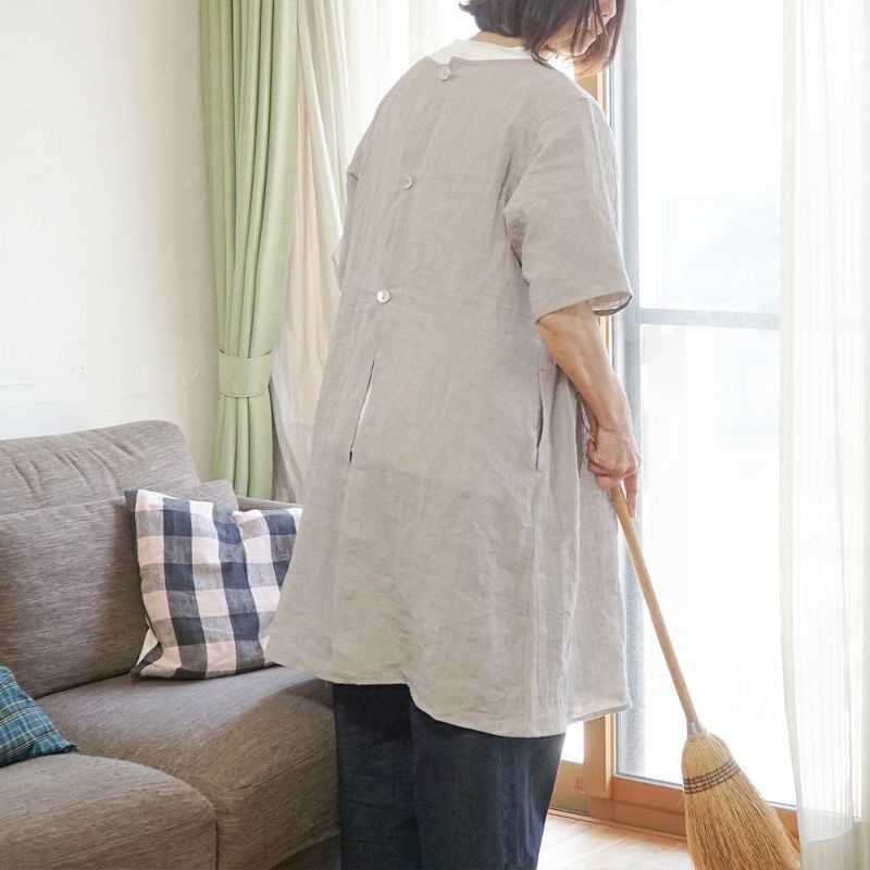 Branch m‘.,ブランチエム,ナチュラル,30代,40代,50代,60代,リネン,ゆったり,エプロン,リネンエプロン,ワンピースエプロン,エプロンワンピース,