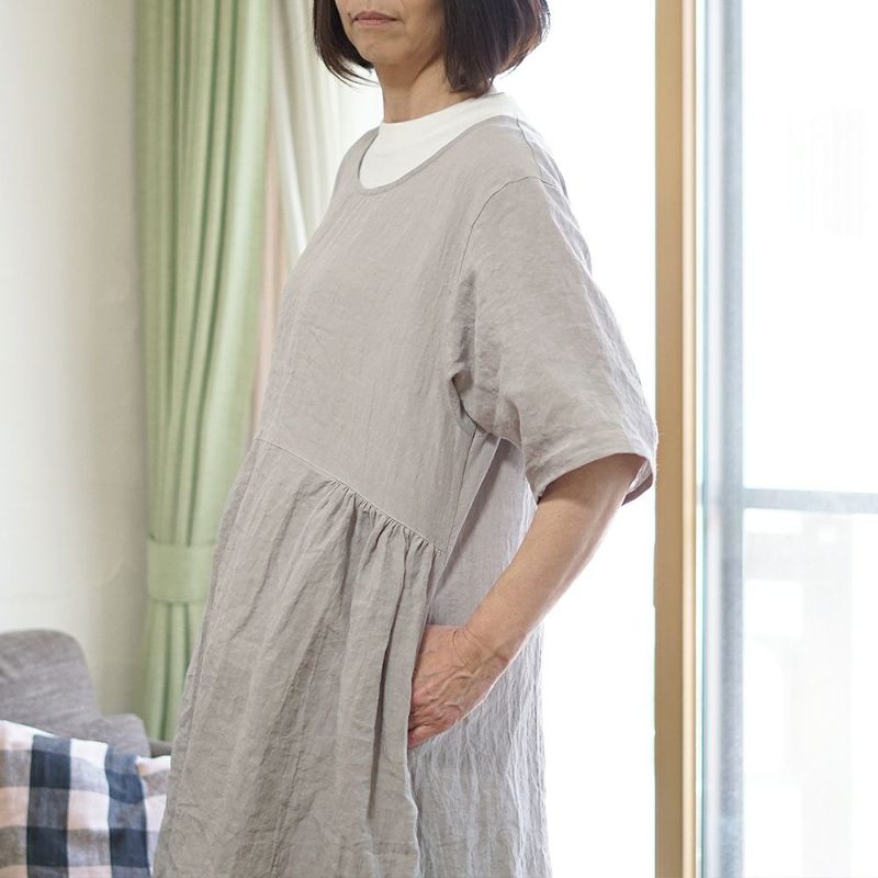 Branch m‘.,ブランチエム,ナチュラル,30代,40代,50代,60代,リネン,ゆったり,エプロン,リネンエプロン,ワンピースエプロン,エプロンワンピース,
