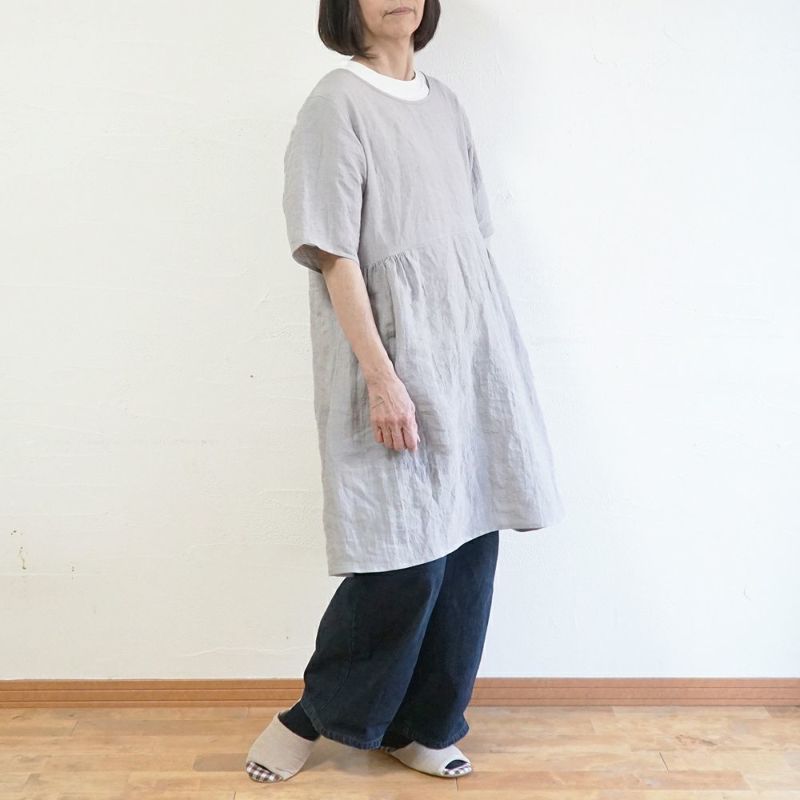 Branch m‘.,ブランチエム,ナチュラル,30代,40代,50代,60代,リネン,ゆったり,エプロン,リネンエプロン,ワンピースエプロン,エプロンワンピース,