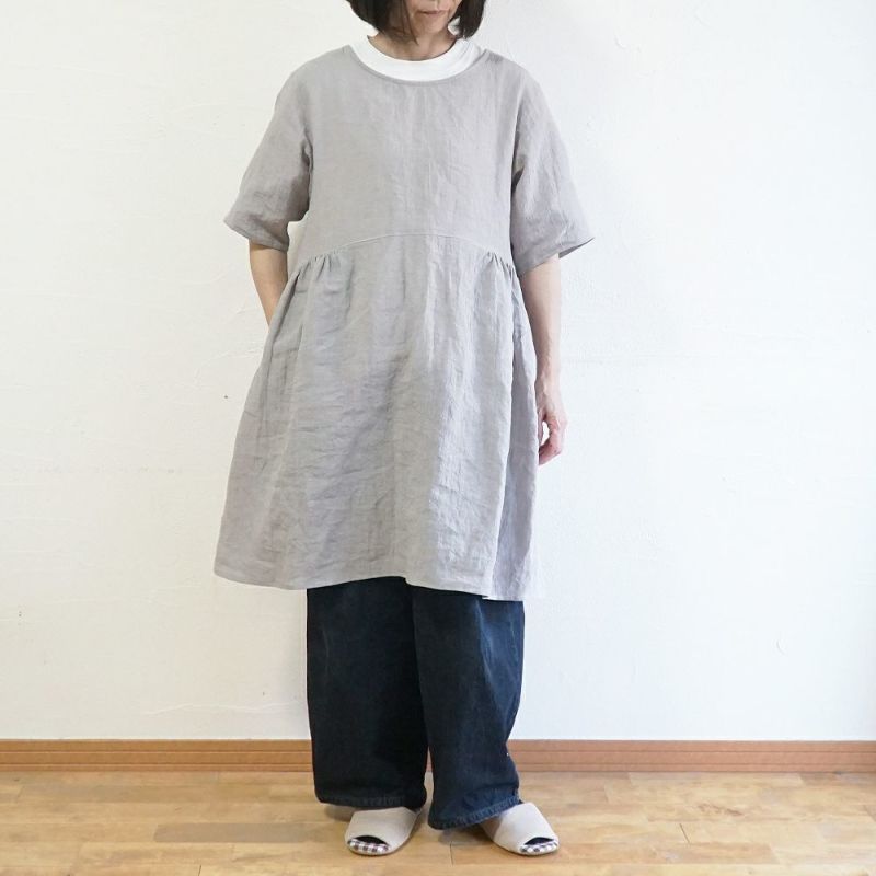Branch m‘.,ブランチエム,ナチュラル,30代,40代,50代,60代,リネン,ゆったり,エプロン,リネンエプロン,ワンピースエプロン,エプロンワンピース,
