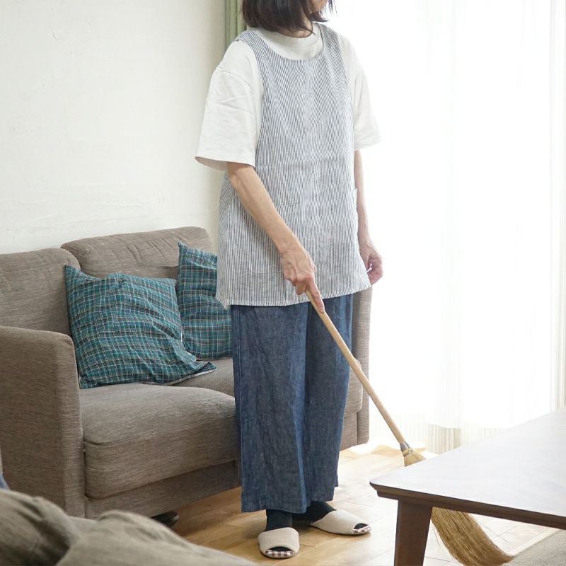 Branch m‘.,ブランチエム,ナチュラル,30代,40代,50代,60代,リネン,ゆったり,エプロン,リネンエプロン,ベスト,リネンベスト,ストライプ