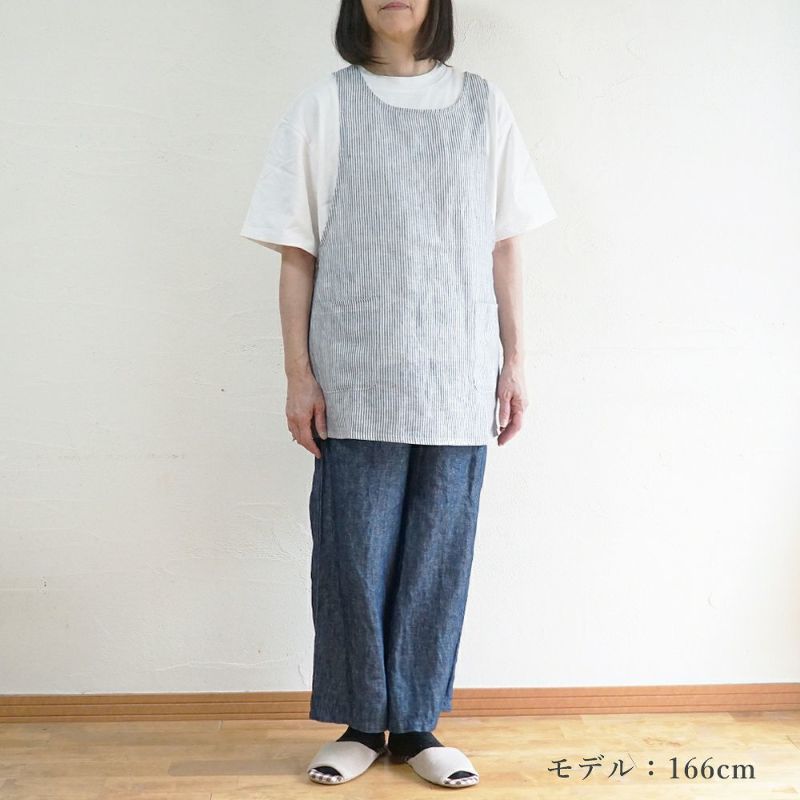 Branch m‘.,ブランチエム,ナチュラル,30代,40代,50代,60代,リネン,ゆったり,エプロン,リネンエプロン,ベスト,リネンベスト,ストライプ