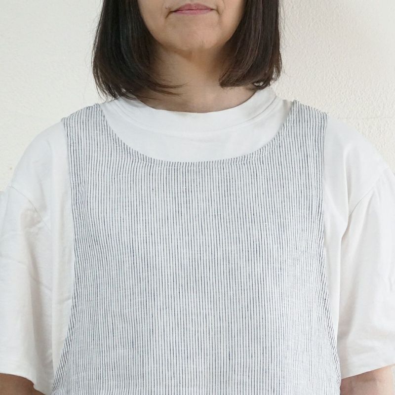 Branch m‘.,ブランチエム,ナチュラル,30代,40代,50代,60代,リネン,ゆったり,エプロン,リネンエプロン,ベスト,リネンベスト,ストライプ