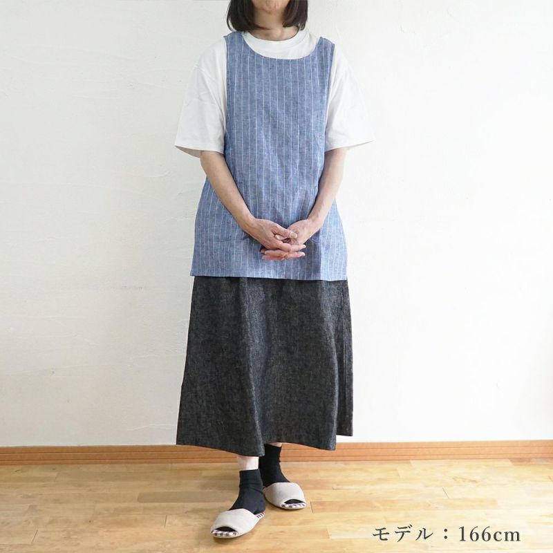 Branch m‘.,ブランチエム,ナチュラル,30代,40代,50代,60代,リネン,ゆったり,エプロン,リネンエプロン,ベスト,リネンベスト,ストライプ