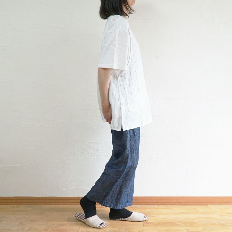 Branch m‘.,ブランチエム,ナチュラル,30代,40代,50代,60代,リネン,ゆったり,エプロン,リネンエプロン,ベスト,リネンベスト,ストライプ