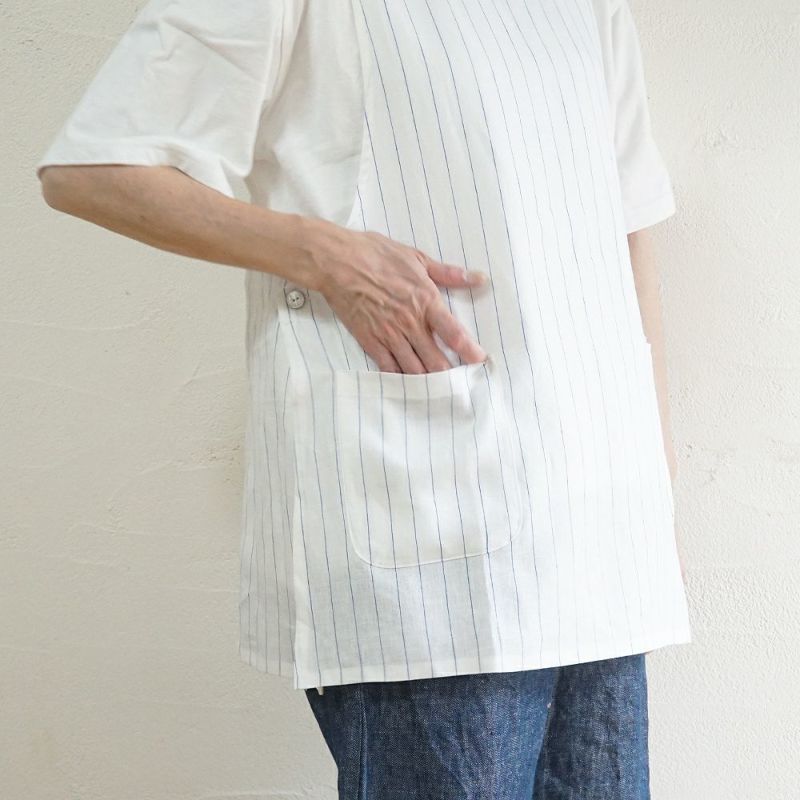 Branch m‘.,ブランチエム,ナチュラル,30代,40代,50代,60代,リネン,ゆったり,エプロン,リネンエプロン,ベスト,リネンベスト,ストライプ