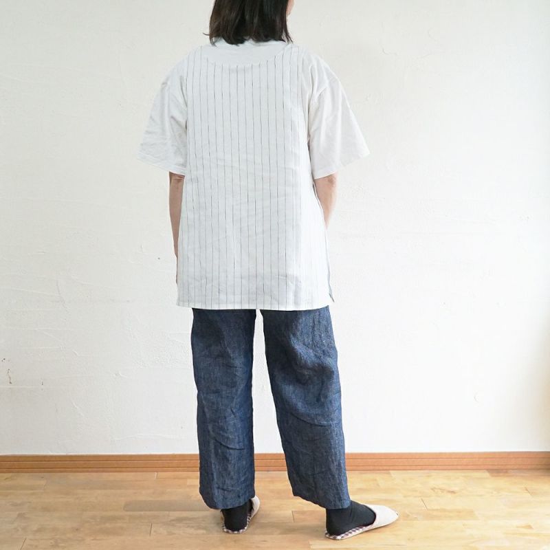 Branch m‘.,ブランチエム,ナチュラル,30代,40代,50代,60代,リネン,ゆったり,エプロン,リネンエプロン,ベスト,リネンベスト,ストライプ