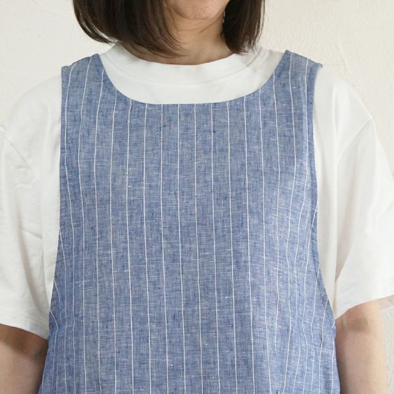 Branch m‘.,ブランチエム,ナチュラル,30代,40代,50代,60代,リネン,ゆったり,エプロン,リネンエプロン,ベスト,リネンベスト,ストライプ