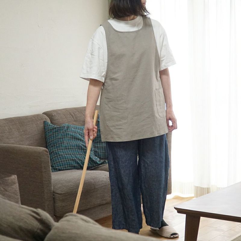 Branch m‘.,ブランチエム,ナチュラル,30代,40代,50代,60代,リネン,ゆったり,エプロン,リネンエプロン,ベスト,リネンベスト,ストライプ,コットンリネン
