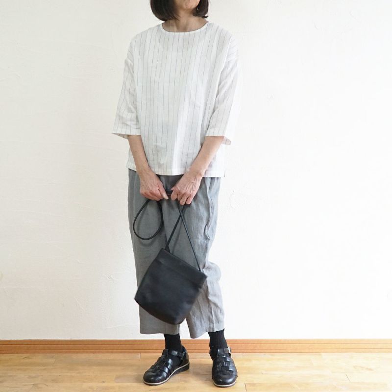 Branch m‘.,ブランチエム,ナチュラル,30代,40代,50代,60代,リネン,ゆったり,blouse,ブラウス,プルオーバー,リネンブラウス,リネンプルオーバー,ストライプブラウス,ストライプ,リネンストライプ,7分袖,7分袖ブラウス,