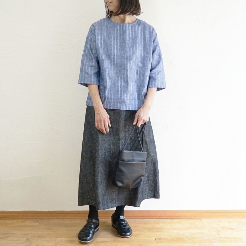 Branch m‘.,ブランチエム,ナチュラル,30代,40代,50代,60代,リネン,ゆったり,blouse,ブラウス,プルオーバー,リネンブラウス,リネンプルオーバー,ストライプブラウス,ストライプ,リネンストライプ,7分袖,7分袖ブラウス,