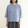Branch m‘.,ブランチエム,ナチュラル,30代,40代,50代,60代,リネン,ゆったり,blouse,ブラウス,プルオーバー,リネンブラウス,リネンプルオーバー,ストライプブラウス,ストライプ,リネンストライプ,7分袖,7分袖ブラウス,