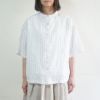 Branch m‘.,ブランチエム,ナチュラル,30代,40代,50代,60代,リネン,ゆったり,blouse,ブラウス,シャツ,リネンブラウス,リネンシャツ,ストライプブラウス,ストライプ,リネンストライプ,5分袖,5分袖ブラウス,５分袖シャツ,バンドカラー