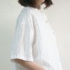 Branch m‘.,ブランチエム,ナチュラル,30代,40代,50代,60代,リネン,ゆったり,blouse,ブラウス,シャツ,リネンブラウス,リネンシャツ,ストライプブラウス,ストライプ,リネンストライプ,5分袖,5分袖ブラウス,５分袖シャツ,バンドカラー