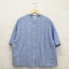 Branch m‘.,ブランチエム,ナチュラル,30代,40代,50代,60代,リネン,ゆったり,blouse,ブラウス,シャツ,リネンブラウス,リネンシャツ,ストライプブラウス,ストライプ,リネンストライプ,5分袖,5分袖ブラウス,５分袖シャツ,バンドカラー