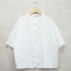 Branch m‘.,ブランチエム,ナチュラル,30代,40代,50代,60代,リネン,ゆったり,blouse,ブラウス,シャツ,リネンブラウス,リネンシャツ,ストライプブラウス,ストライプ,リネンストライプ,5分袖,5分袖ブラウス,５分袖シャツ,バンドカラー