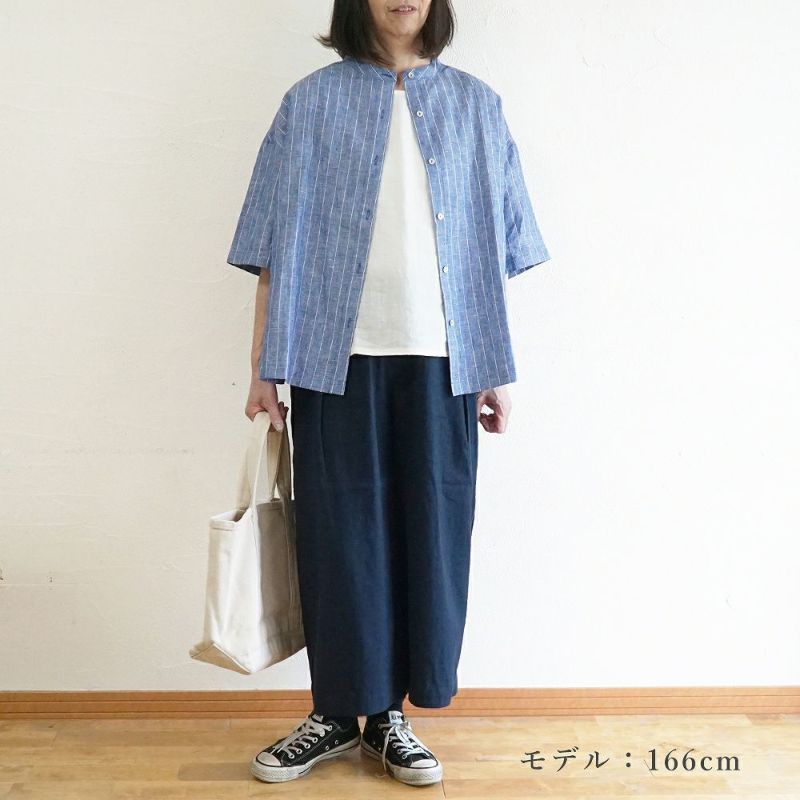 Branch m‘.,ブランチエム,ナチュラル,30代,40代,50代,60代,コーデセット,コーディネートセット,セット売り,ブラウス,シャツ,リネンブラウス,リネンシャツ,バンドカラー,バンドカラーブラウス,バンドカラーシャツ,ワイドパンツ,パンツ,タックワイドパンツ