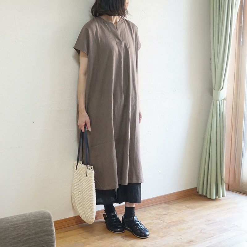 Branch m‘.,ブランチエム,ナチュラル,30代,40代,50代,60代,リネン,ゆったり,ワンピース,リネンワンピース,ノースリーブワンピース,スキッパー,スキッパーワンピース