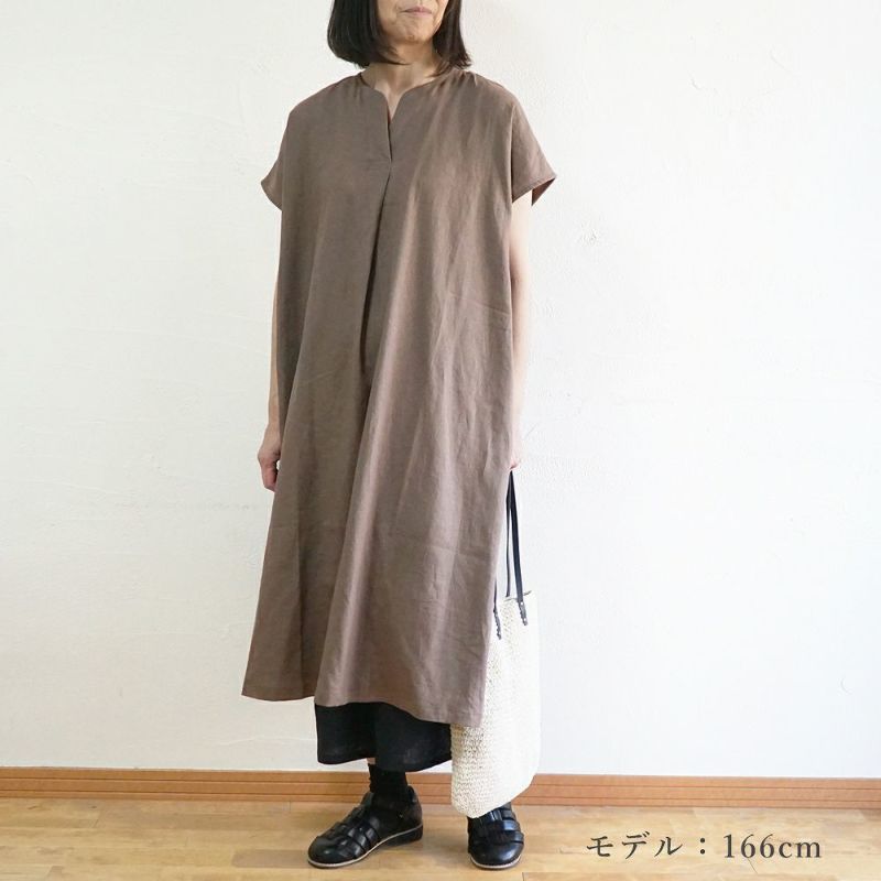Branch m‘.,ブランチエム,ナチュラル,30代,40代,50代,60代,リネン,ゆったり,ワンピース,リネンワンピース,ノースリーブワンピース,スキッパー,スキッパーワンピース