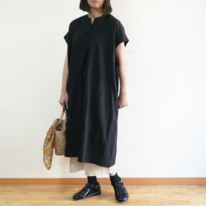 Branch m‘.,ブランチエム,ナチュラル,30代,40代,50代,60代,リネン,ゆったり,ワンピース,リネンワンピース,ノースリーブワンピース,スキッパー,スキッパーワンピース