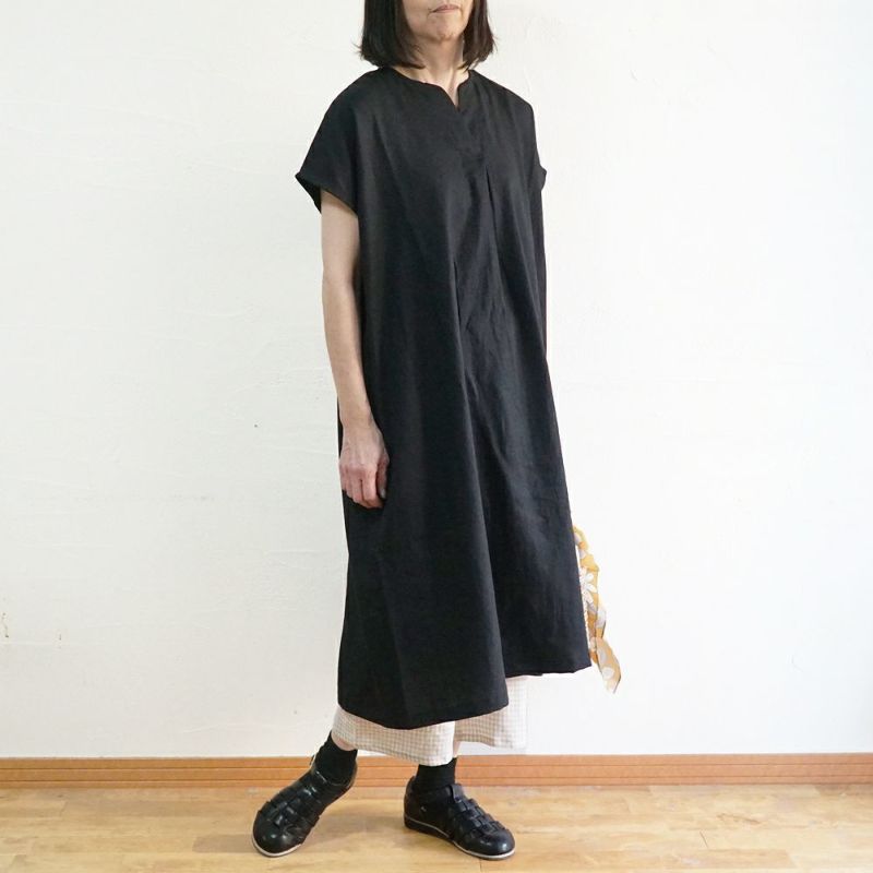 Branch m‘.,ブランチエム,ナチュラル,30代,40代,50代,60代,リネン,ゆったり,ワンピース,リネンワンピース,ノースリーブワンピース,スキッパー,スキッパーワンピース