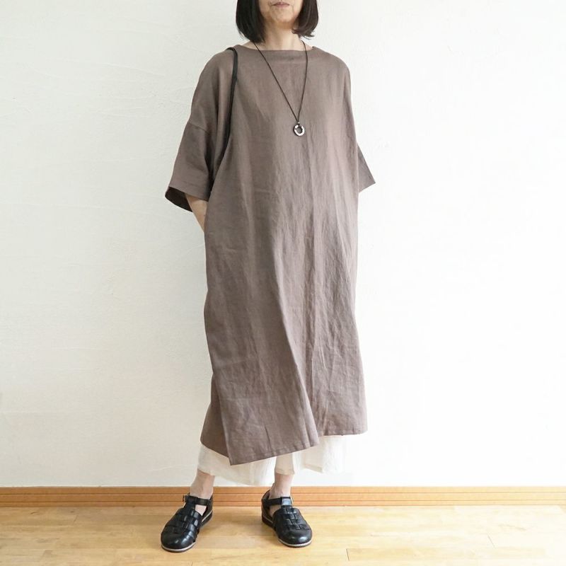 Branch m‘.,ブランチエム,ナチュラル,30代,40代,50代,60代,リネン,ゆったり,ワンピース,リネンワンピース,半袖ワンピース,2way,2wayワンピース,羽織,羽織ワンピース,5分袖,5分袖