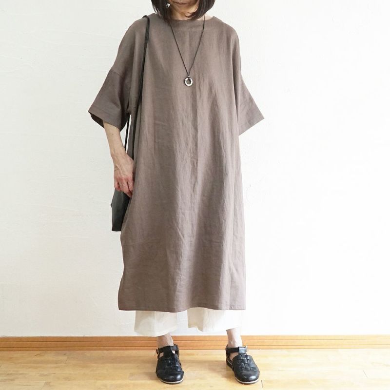 Branch m‘.,ブランチエム,ナチュラル,30代,40代,50代,60代,リネン,ゆったり,ワンピース,リネンワンピース,半袖ワンピース,2way,2wayワンピース,羽織,羽織ワンピース,5分袖,5分袖