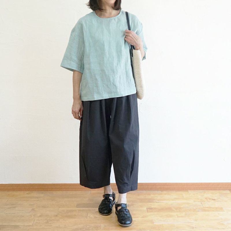 Branch m‘.,ブランチエム,ナチュラル,30代,40代,50代,60代,リネン,ゆったり,ブラウス,リネンブラウス,半袖,5分袖,プルオーバー,プルオーバーブラウス, Tシャツ