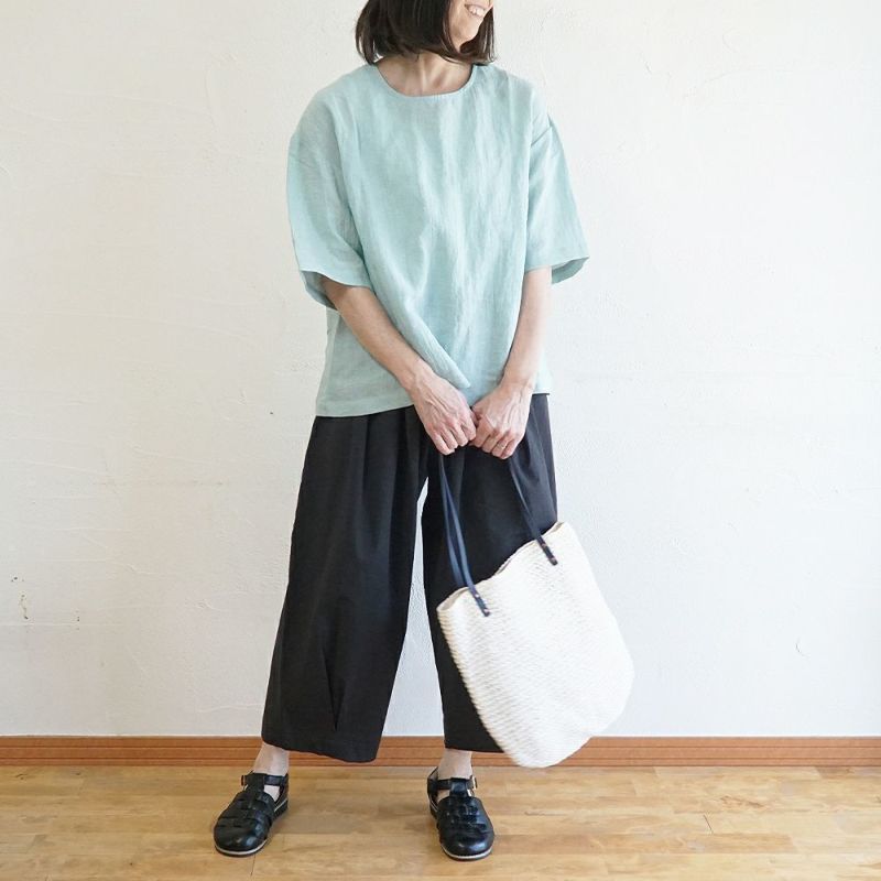 Branch m‘.,ブランチエム,ナチュラル,30代,40代,50代,60代,リネン,ゆったり,ブラウス,リネンブラウス,半袖,5分袖,プルオーバー,プルオーバーブラウス, Tシャツ