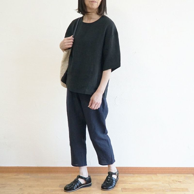 Branch m‘.,ブランチエム,ナチュラル,30代,40代,50代,60代,リネン,ゆったり,ブラウス,リネンブラウス,半袖,5分袖,プルオーバー,プルオーバーブラウス, Tシャツ