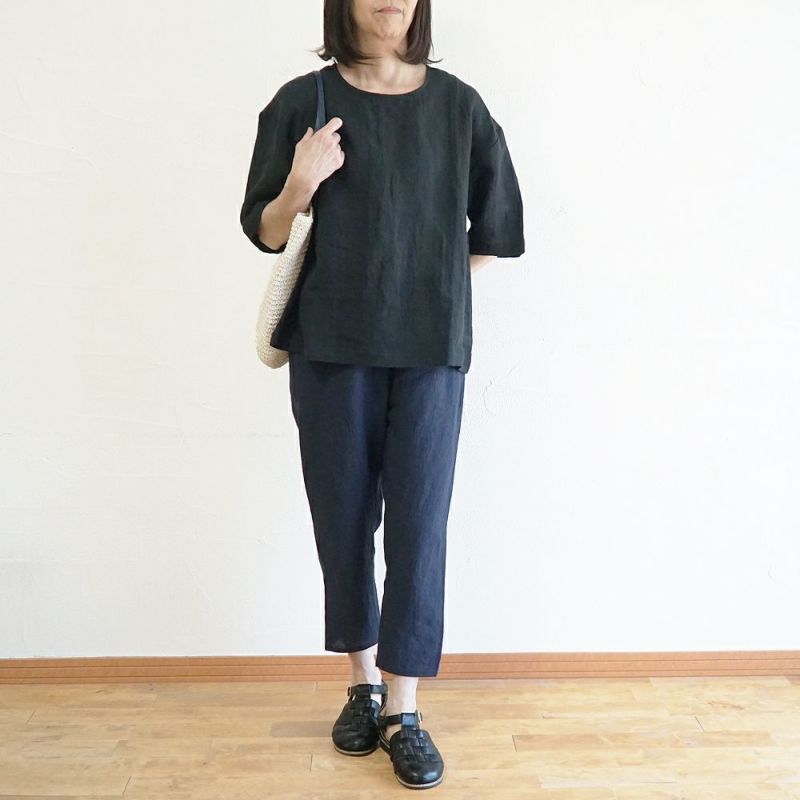 Branch m‘.,ブランチエム,ナチュラル,30代,40代,50代,60代,リネン,ゆったり,ブラウス,リネンブラウス,半袖,5分袖,プルオーバー,プルオーバーブラウス, Tシャツ
