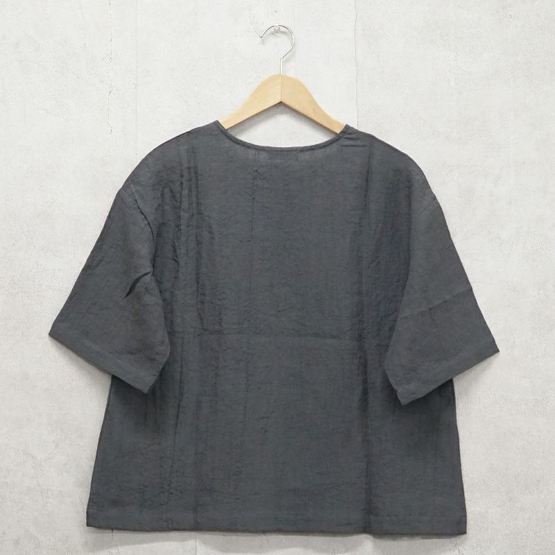 Branch m‘.,ブランチエム,ナチュラル,30代,40代,50代,60代,リネン,ゆったり,ブラウス,リネンブラウス,半袖,5分袖,プルオーバー,プルオーバーブラウス, Tシャツ