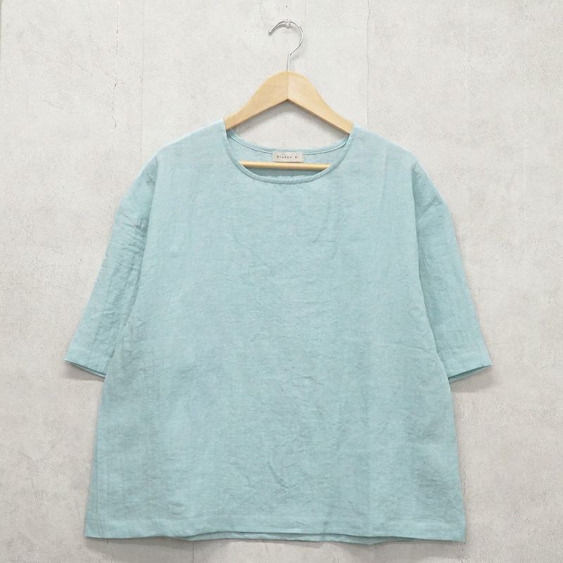 Branch m‘.,ブランチエム,ナチュラル,30代,40代,50代,60代,リネン,ゆったり,ブラウス,リネンブラウス,半袖,5分袖,プルオーバー,プルオーバーブラウス, Tシャツ