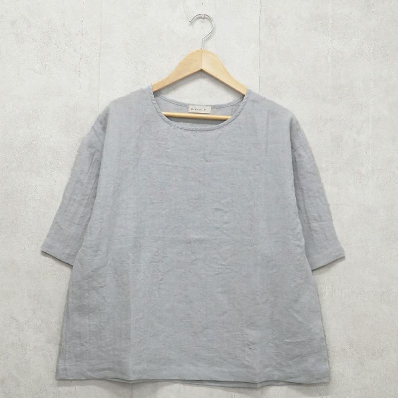 Branch m‘.,ブランチエム,ナチュラル,30代,40代,50代,60代,リネン,ゆったり,ブラウス,リネンブラウス,半袖,5分袖,プルオーバー,プルオーバーブラウス, Tシャツ
