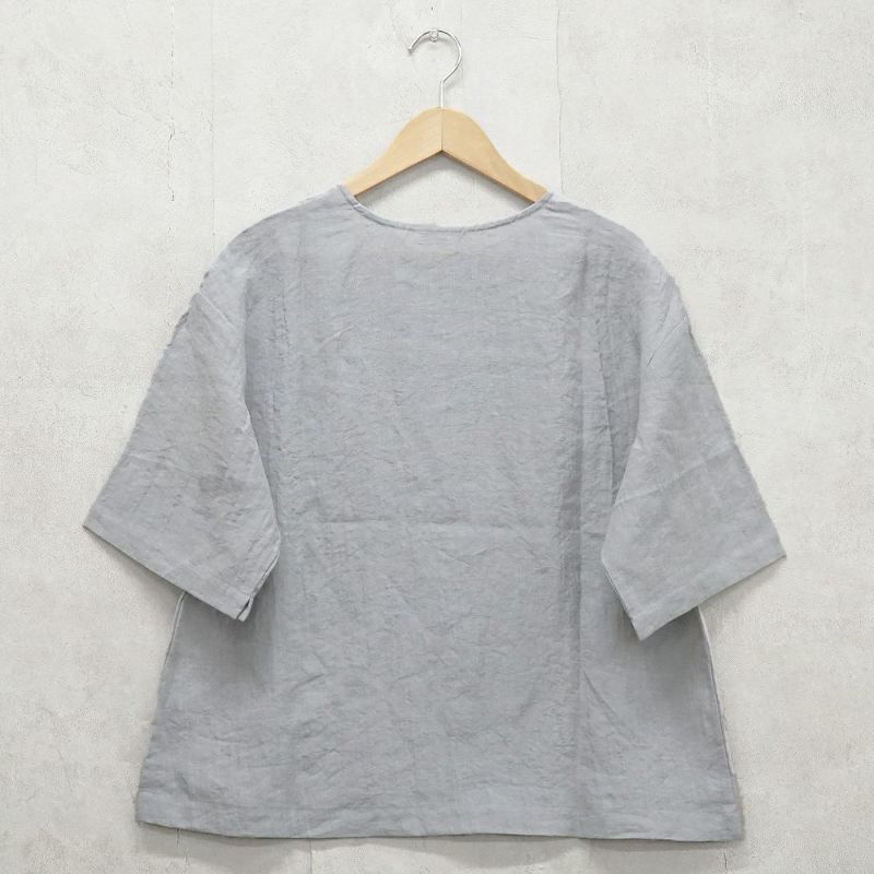 Branch m‘.,ブランチエム,ナチュラル,30代,40代,50代,60代,リネン,ゆったり,ブラウス,リネンブラウス,半袖,5分袖,プルオーバー,プルオーバーブラウス, Tシャツ