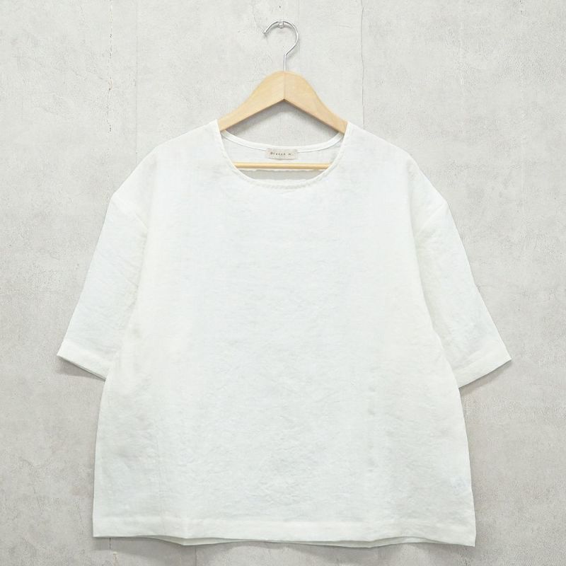 Branch m‘.,ブランチエム,ナチュラル,30代,40代,50代,60代,リネン,ゆったり,ブラウス,リネンブラウス,半袖,5分袖,プルオーバー,プルオーバーブラウス, Tシャツ