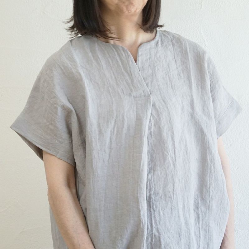 Branch m‘.,ブランチエム,ナチュラル,30代,40代,50代,60代,リネン,ゆったり,ブラウス,リネンブラウス,半袖,5分袖,プルオーバー,プルオーバーブラウス, Tシャツ