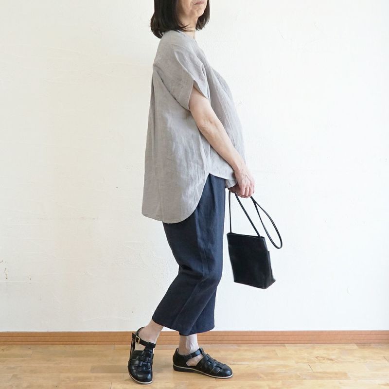 Branch m‘.,ブランチエム,ナチュラル,30代,40代,50代,60代,リネン,ゆったり,ブラウス,リネンブラウス,半袖,5分袖,プルオーバー,プルオーバーブラウス, Tシャツ