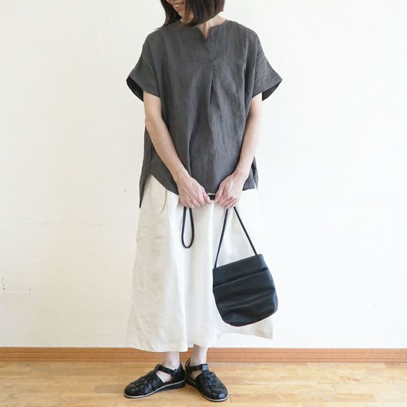 Branch m‘.,ブランチエム,ナチュラル,30代,40代,50代,60代,リネン,ゆったり,ブラウス,リネンブラウス,半袖,5分袖,プルオーバー,プルオーバーブラウス, Tシャツ
