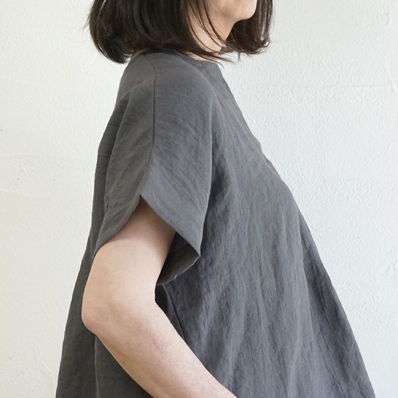 Branch m‘.,ブランチエム,ナチュラル,30代,40代,50代,60代,リネン,ゆったり,ブラウス,リネンブラウス,半袖,5分袖,プルオーバー,プルオーバーブラウス, Tシャツ