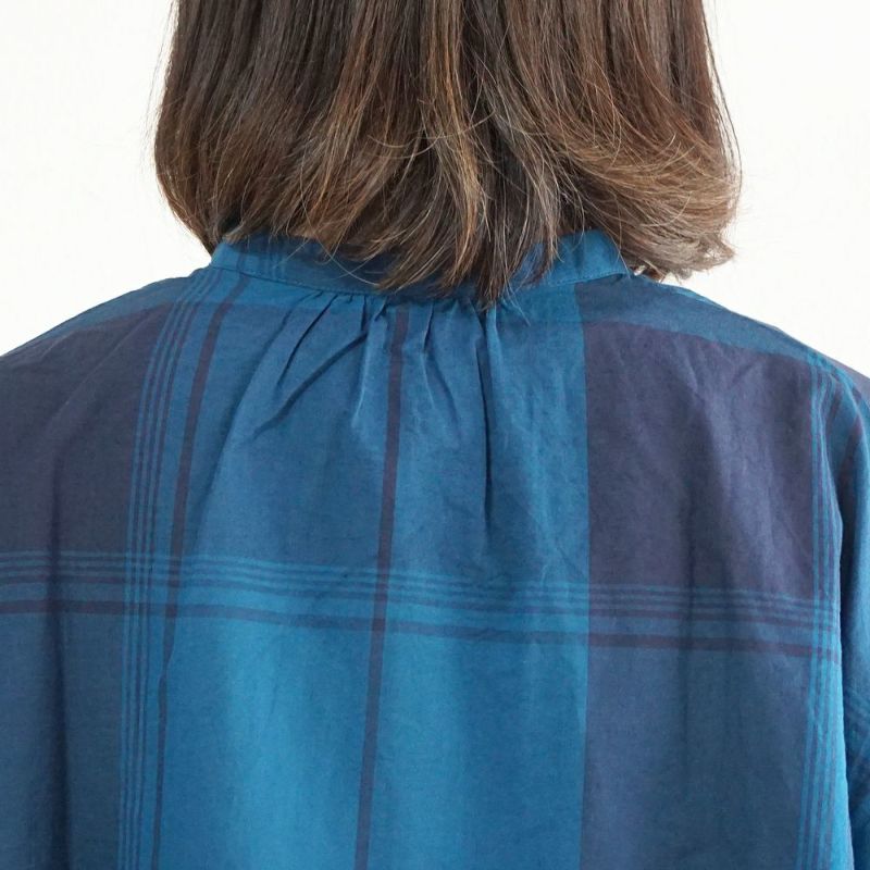 Branch m‘.,ブランチエム,ナチュラル,30代,40代,50代,60代,リネン,ゆったり,blouse,ブラウス,半袖,チェック,チェック柄,チェック柄ブラウス,コットンリネン,コットンリネンブラウス,ドルマン,ドルマンブラウス