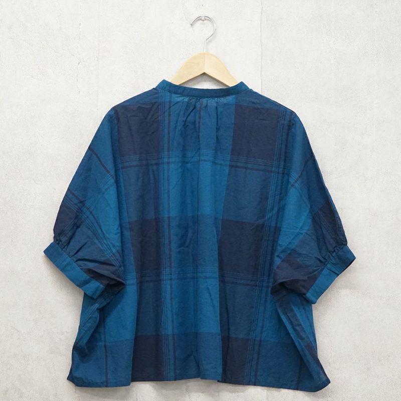 Branch m‘.,ブランチエム,ナチュラル,30代,40代,50代,60代,リネン,ゆったり,blouse,ブラウス,半袖,チェック,チェック柄,チェック柄ブラウス,コットンリネン,コットンリネンブラウス,ドルマン,ドルマンブラウス