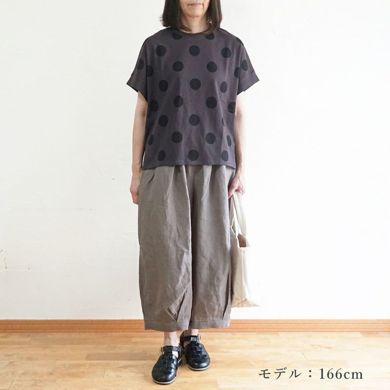 Branch m‘.,ブランチエム,ナチュラル,30代,40代,50代,60代,リネン,ゆったり,blouse,ブラウス,半袖,ドット,ドット柄,Tシャツ,カットソー,半袖Tシャツ,プルオーバー, 