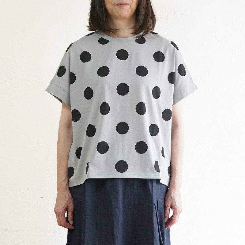 Branch m‘.,ブランチエム,ナチュラル,30代,40代,50代,60代,リネン,ゆったり,blouse,ブラウス,半袖,ドット,ドット柄,Tシャツ,カットソー,半袖Tシャツ,プルオーバー, 