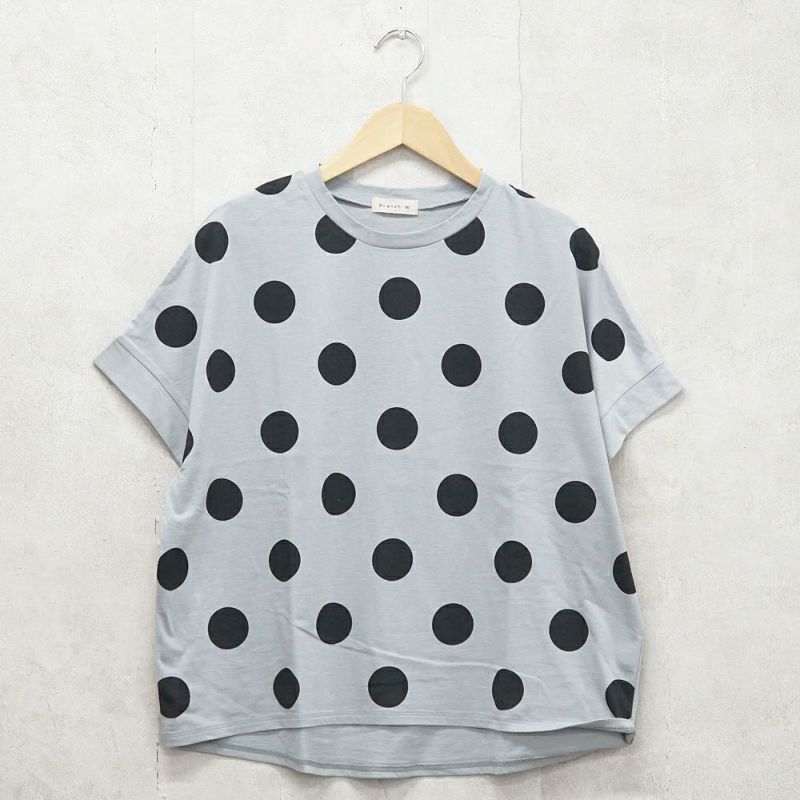 Branch m‘.,ブランチエム,ナチュラル,30代,40代,50代,60代,リネン,ゆったり,blouse,ブラウス,半袖,ドット,ドット柄,Tシャツ,カットソー,半袖Tシャツ,プルオーバー, 
